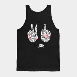 Taurus, Zodiac, May, Yin Yang, Peace Sign, Middle Finger Tank Top